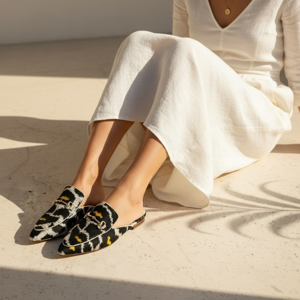Noir Labyrinth • The Ikat Round Mule
