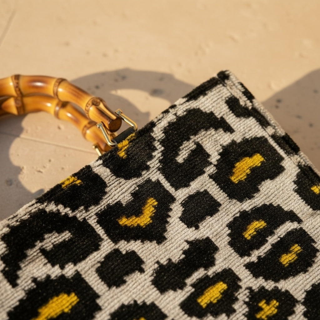 Noir Leopard • The Ikat Bamboo Tote