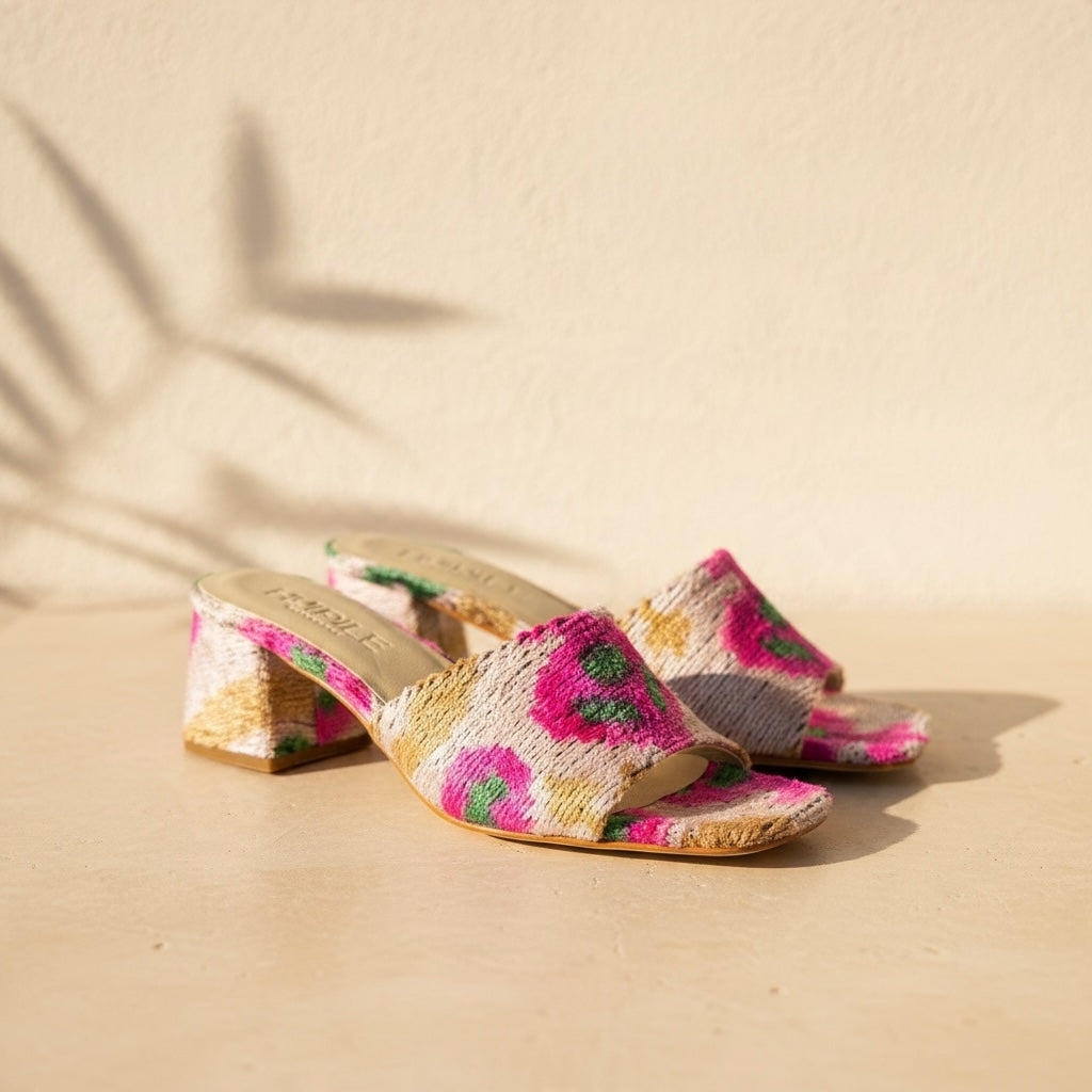 The Ikat Heels Sandals • Cherry blossom