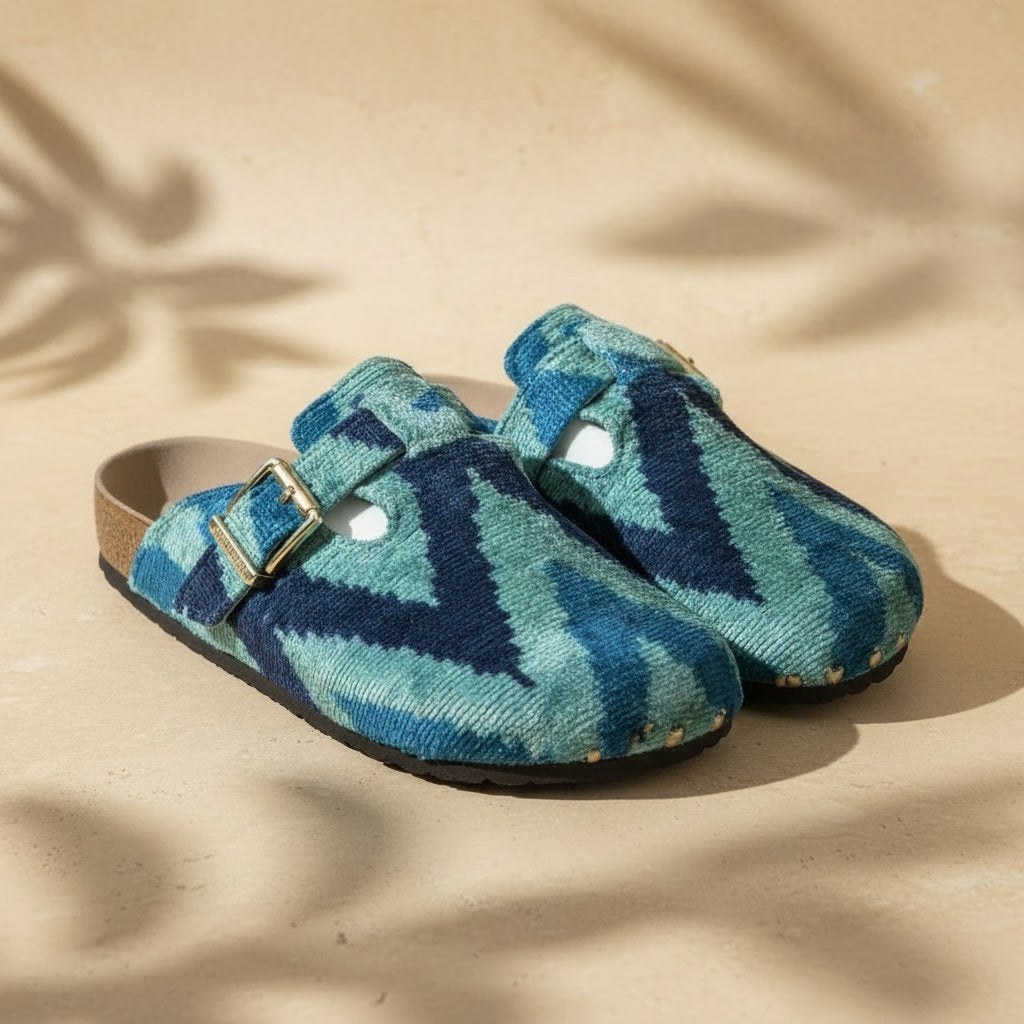 Azure Waves •The Ikat Clog Sandal
