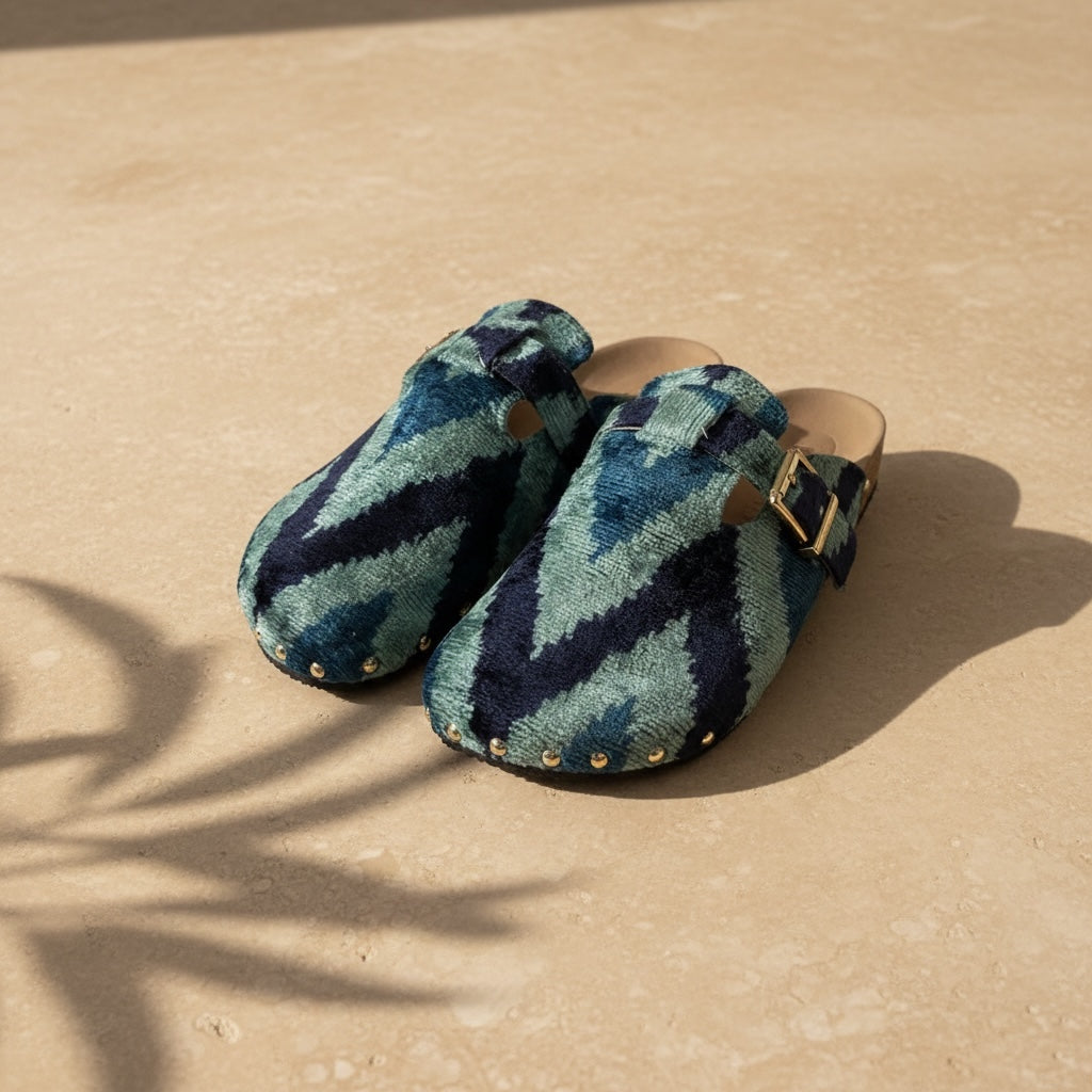 Azure Waves •The Ikat Clog Sandal