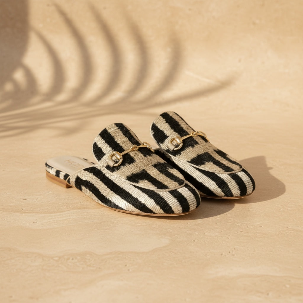 Noir Chevron • The Ikat Round Mule