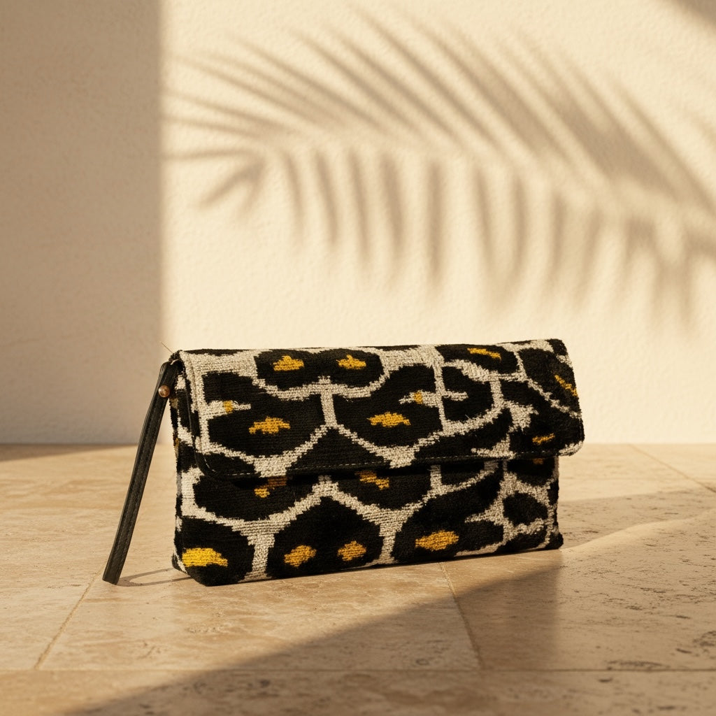 Noir Leopard • The Ikat Clutch Bag