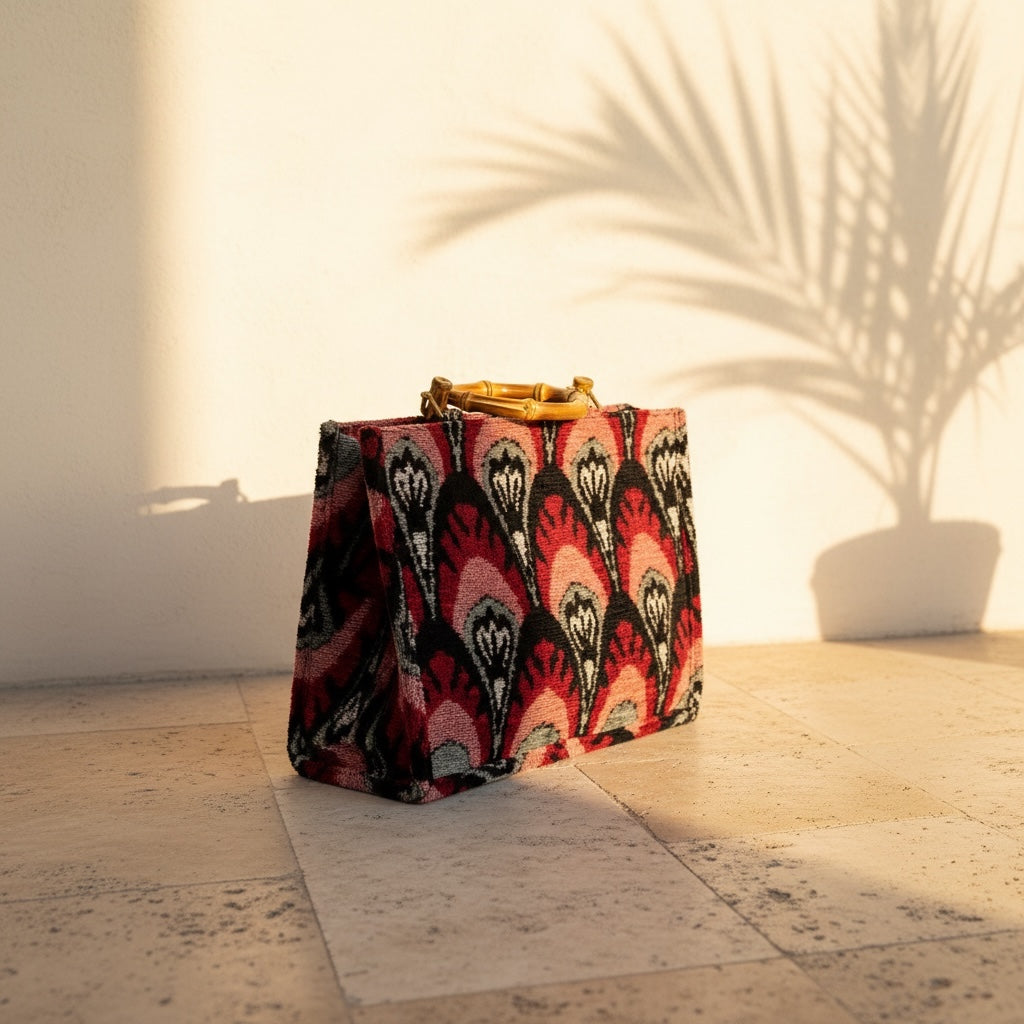 Pomegranate Bloom • The Ikat Bamboo Tote
