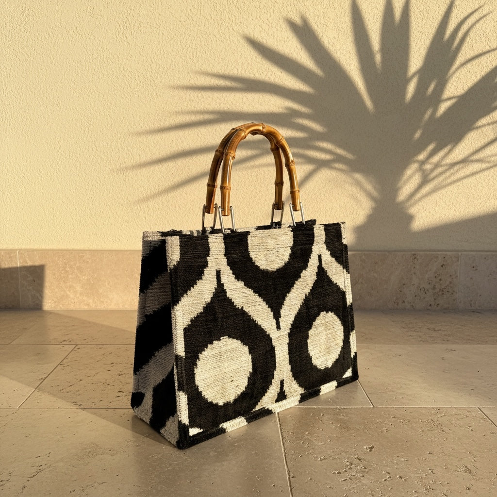 Noir Maze • The Ikat Bamboo Tote