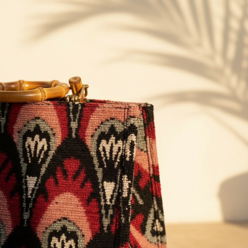 Pomegranate Bloom • The Ikat Bamboo Tote