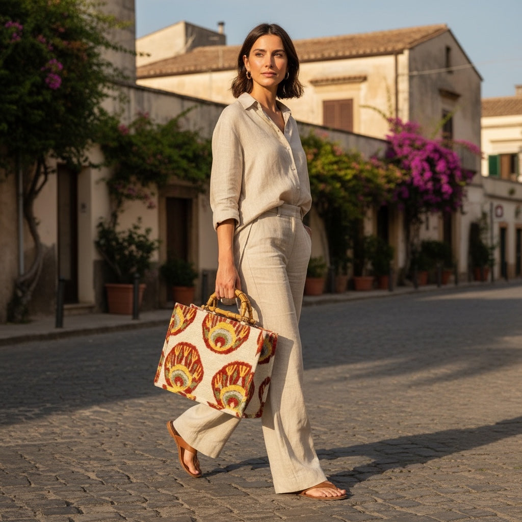 Saffron Oracle • The Ikat Bamboo Tote