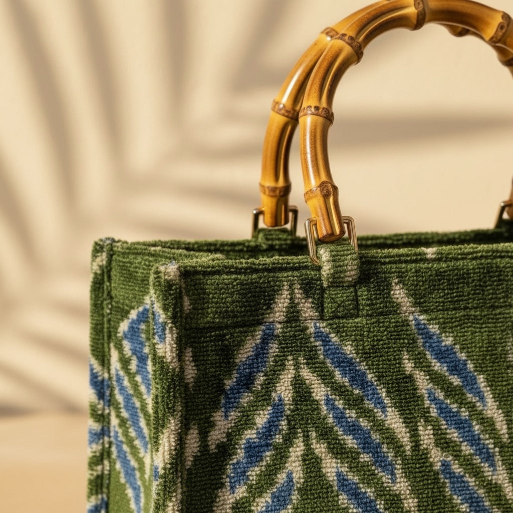 Emerald Palmette • The Ikat Bamboo Tote
