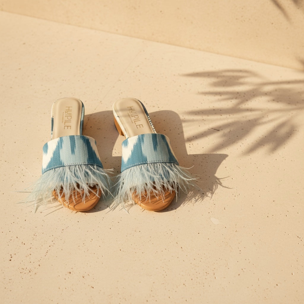 Baby Blue • The Ikat Feather Sandals