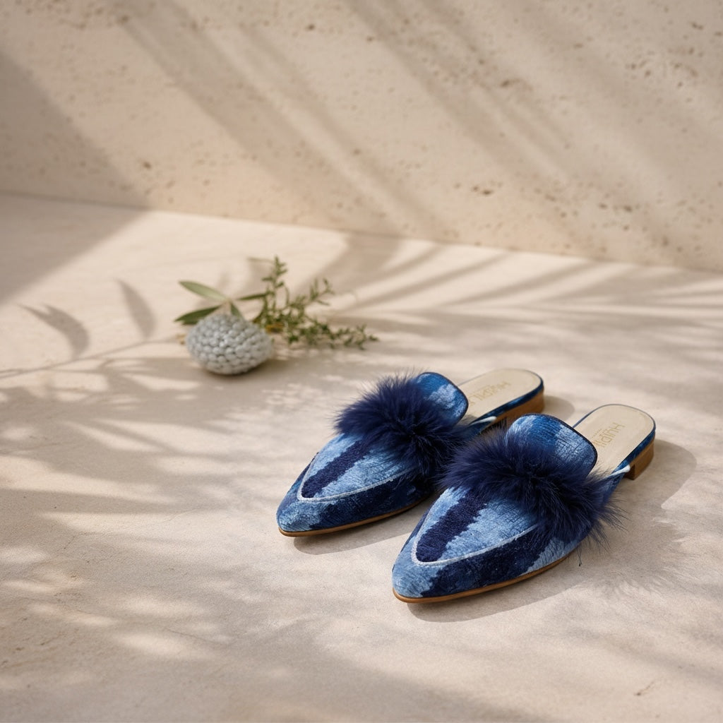 Azure Waves • The Ikat Mule Real Plumage