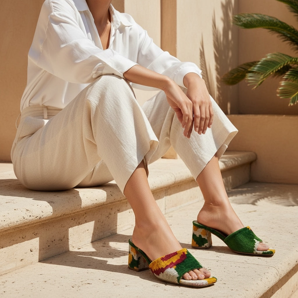 The Ikat Heels Sandals • Wild flowers