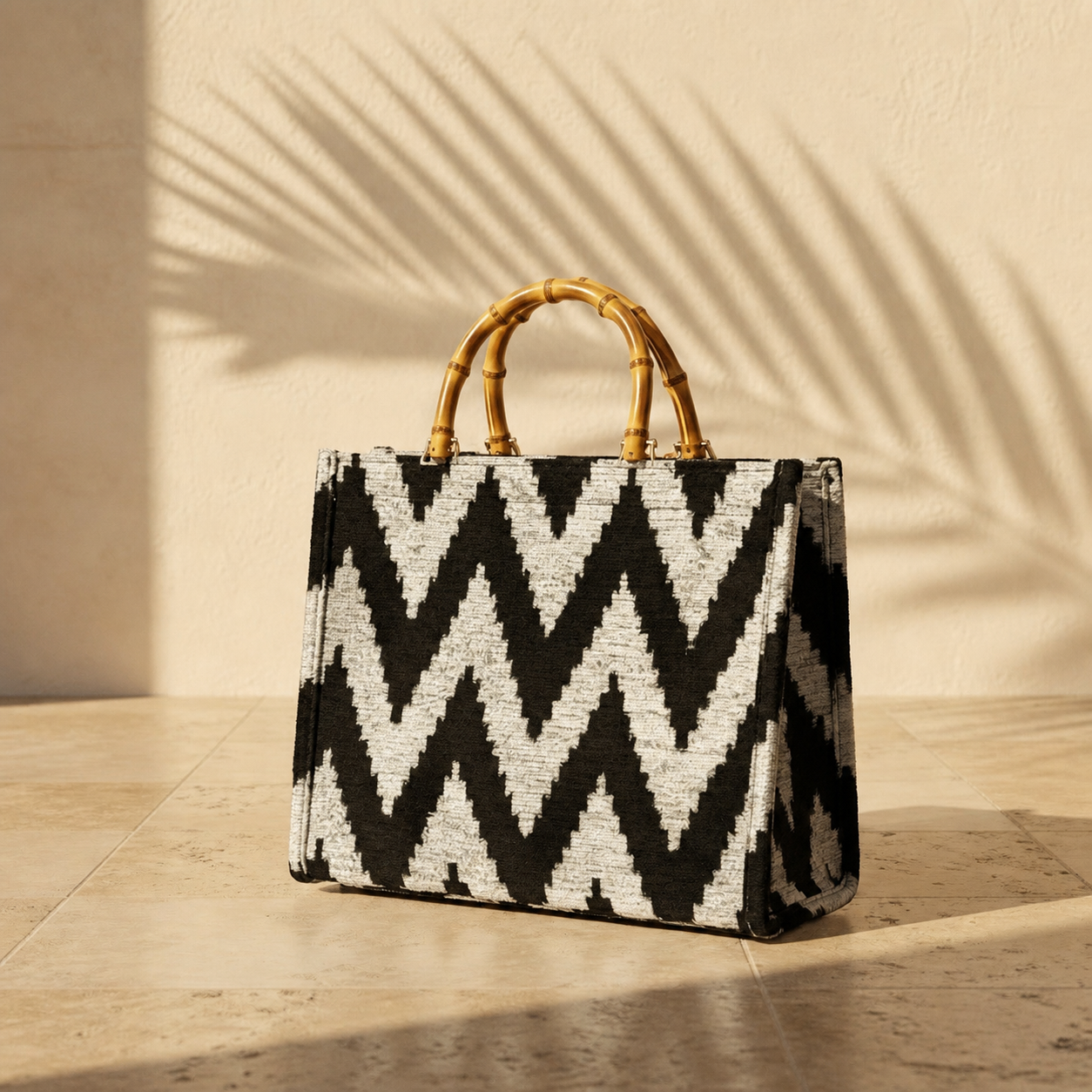 Noir Chevron • The Ikat Bamboo Tote