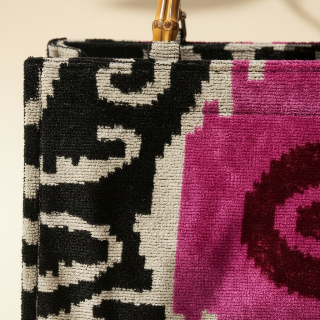 The Ikat Bamboo Tote • Fuchsia Graffiti