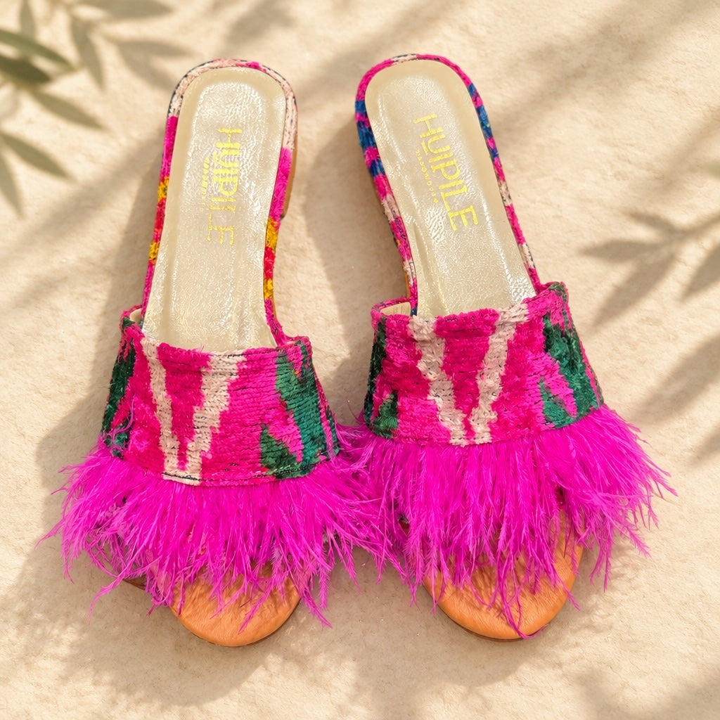 The Ikat Feather Sandal • Fuchsia Multicolor
