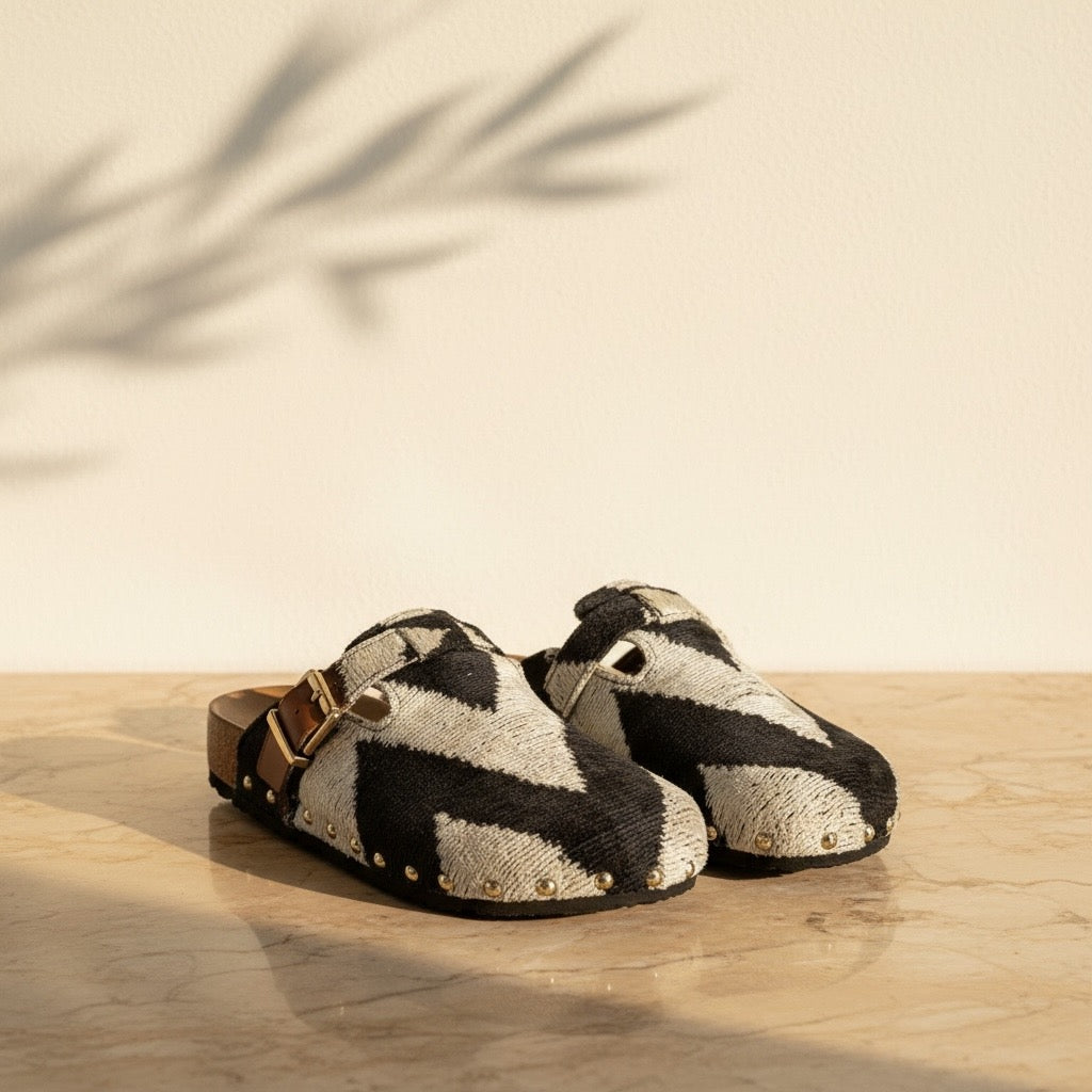 Noir Chevron • The Ikat Clog Sandal