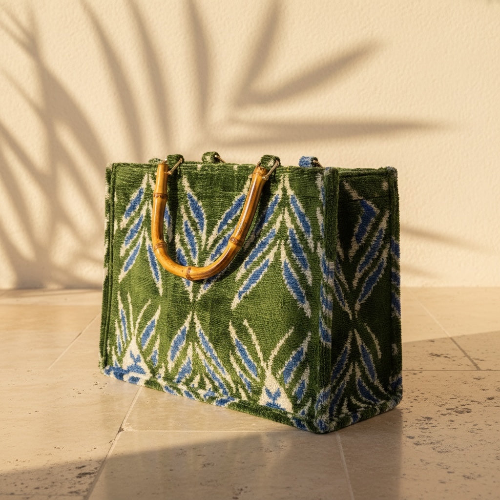 Emerald Palmette • The Ikat Bamboo Tote
