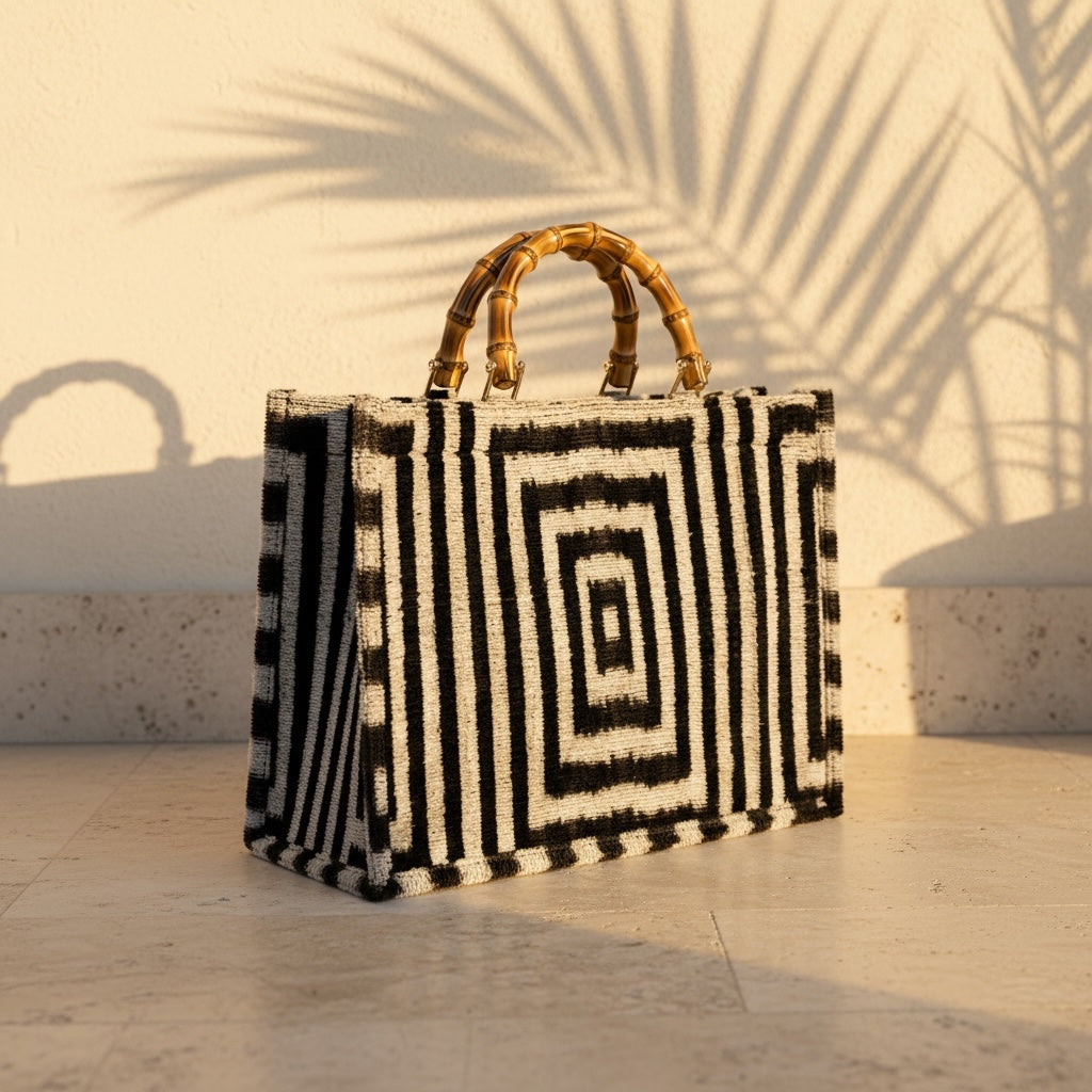 Noir Labyrinth • The Ikat Bamboo Tote