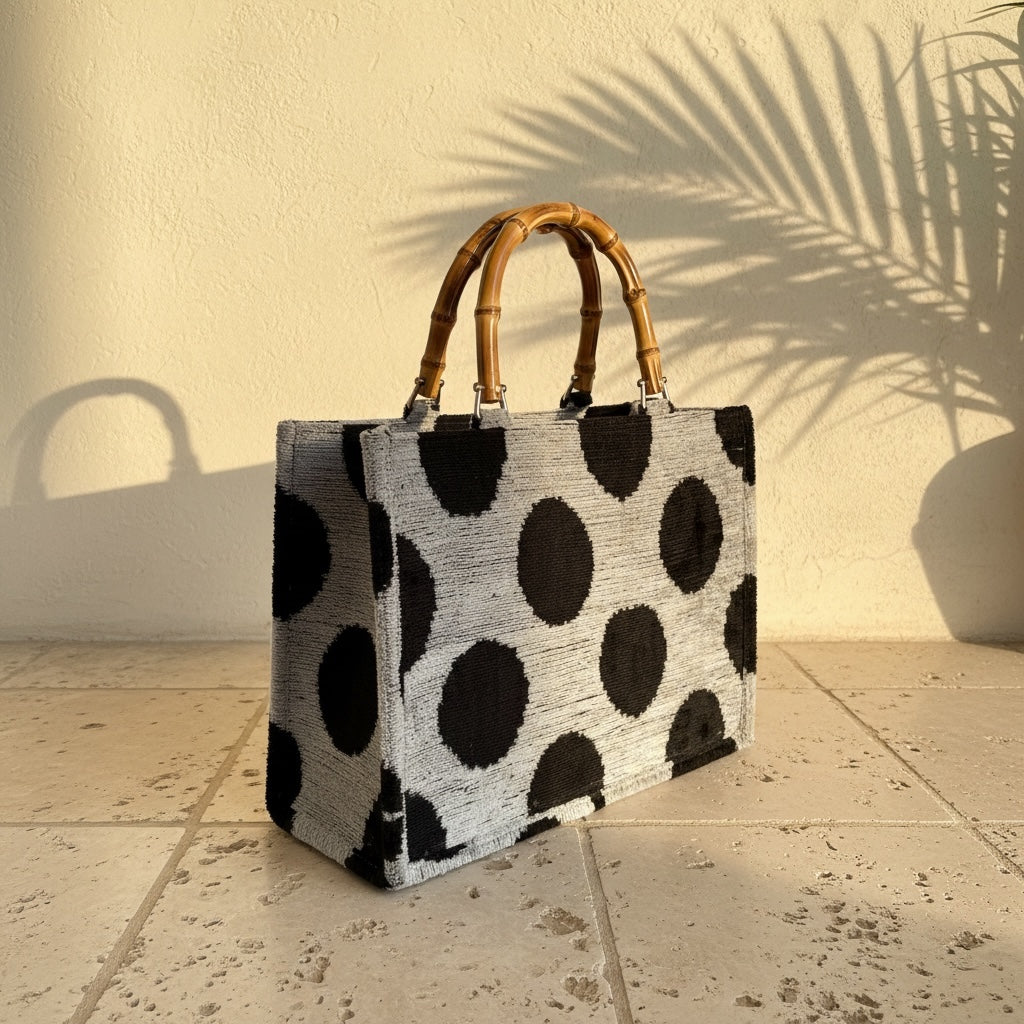 Noir Dot • The Ikat Bamboo Tote