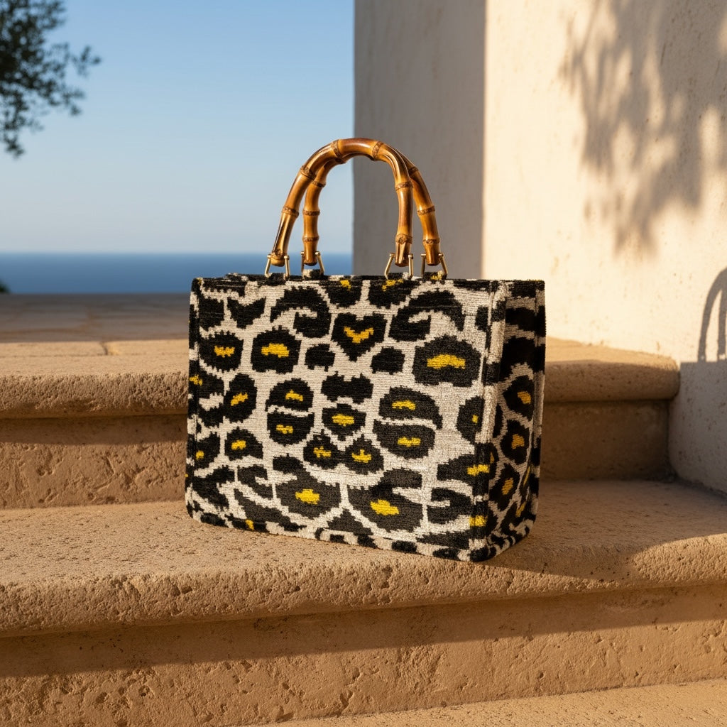 Noir Leopard  • The Ikat Bamboo Tote