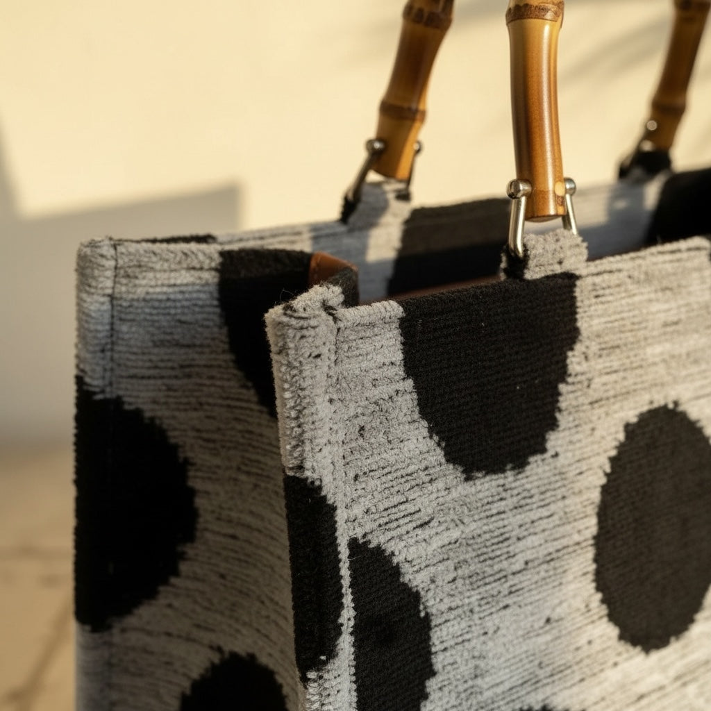 Noir Dot • The Ikat Bamboo Tote