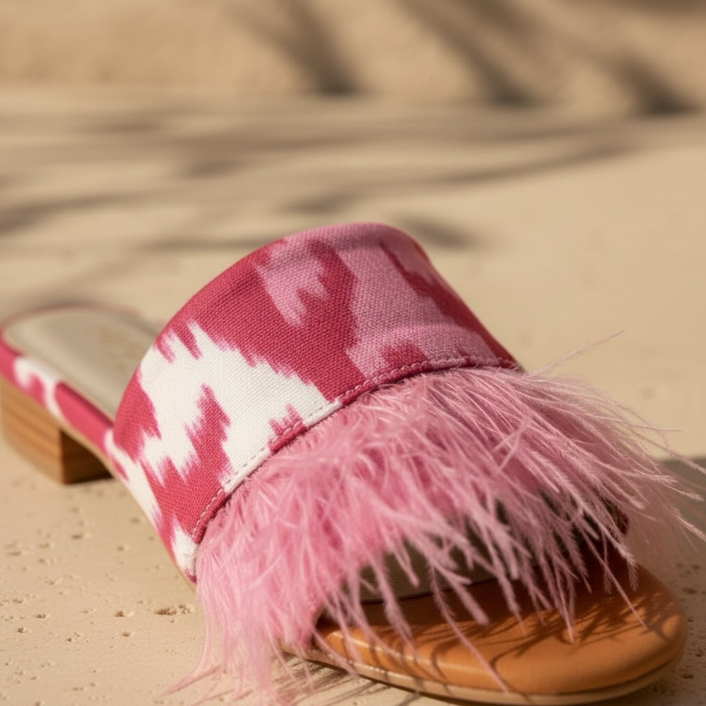 Cherry Glow •The Ikat Feather Sandal