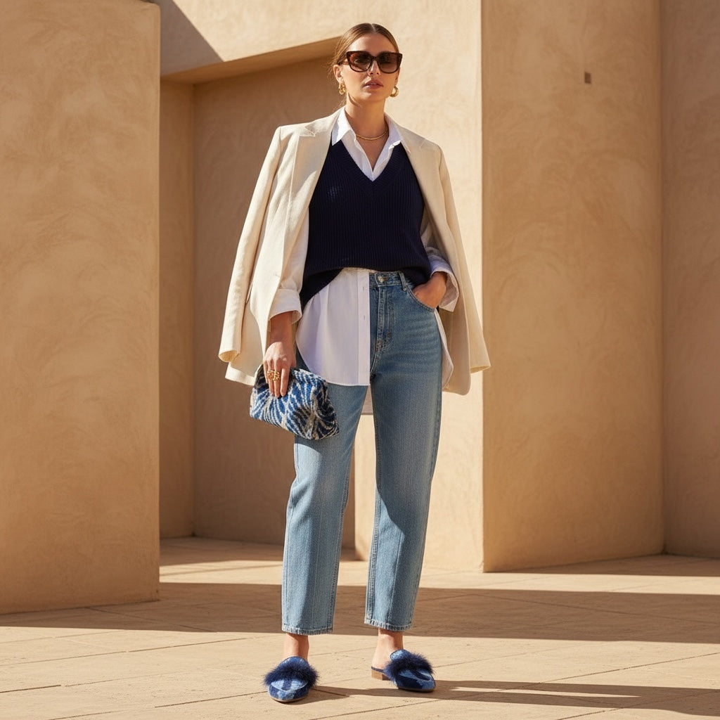 Azure Waves • The Ikat Mule Real Plumage